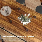 Table de bar haute pour 6 personnes avec repose-pieds, plateau en bois épais et structure en métal pour la maison/cuisine