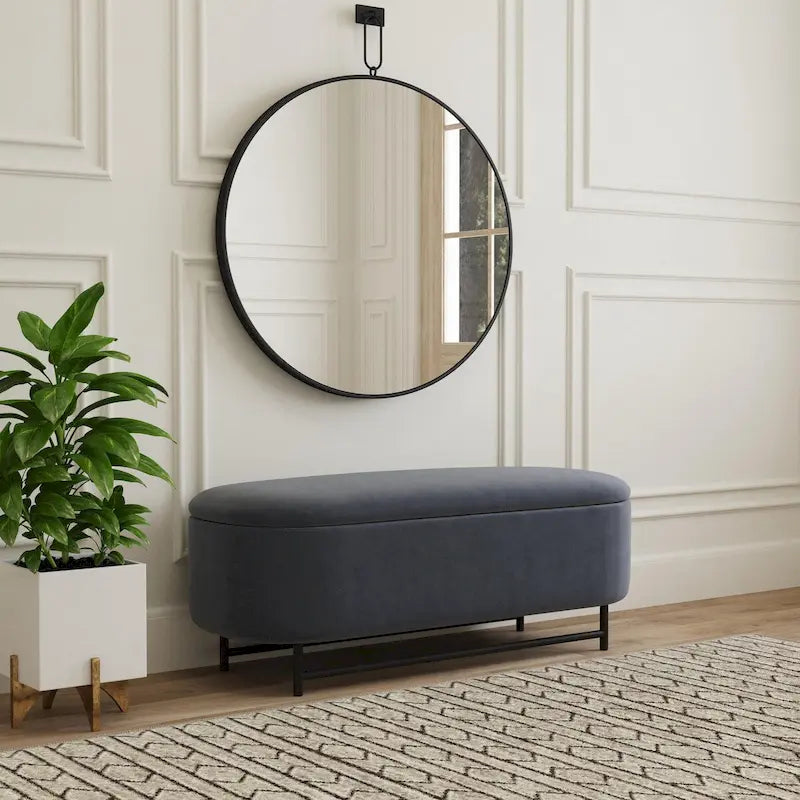 Banc de rangement moderne HomePop Ellipse avec pieds en métal
