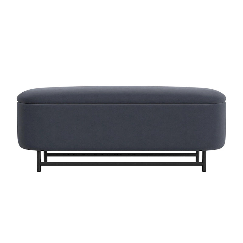 Banc de rangement moderne HomePop Ellipse avec pieds en métal