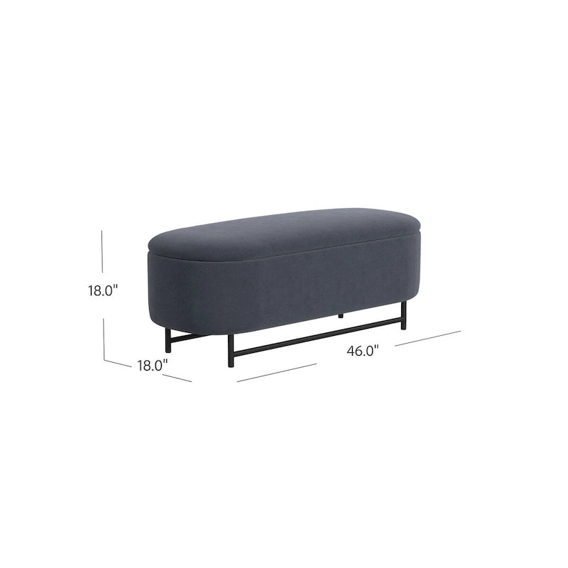 Banc de rangement moderne HomePop Ellipse avec pieds en métal