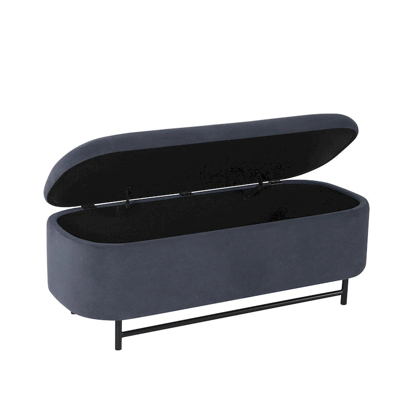 Banc de rangement moderne HomePop Ellipse avec pieds en métal