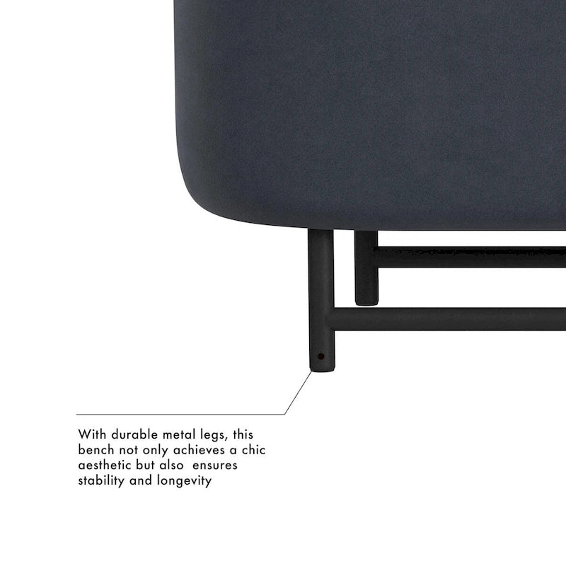 Banc de rangement moderne HomePop Ellipse avec pieds en métal