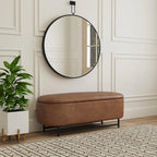 Banc de rangement moderne HomePop Ellipse avec pieds en métal