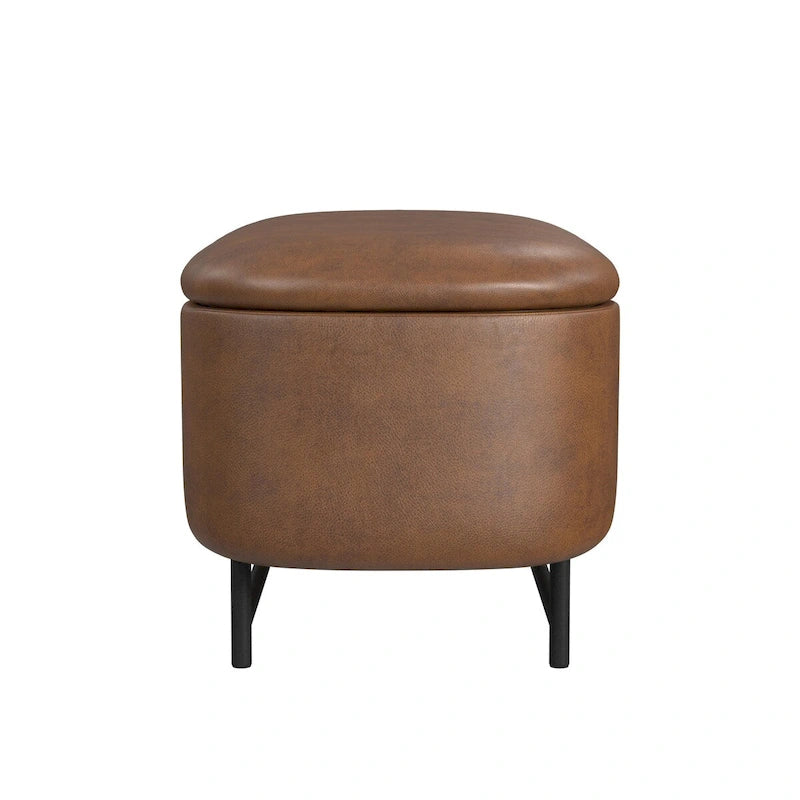 Banc de rangement moderne HomePop Ellipse avec pieds en métal