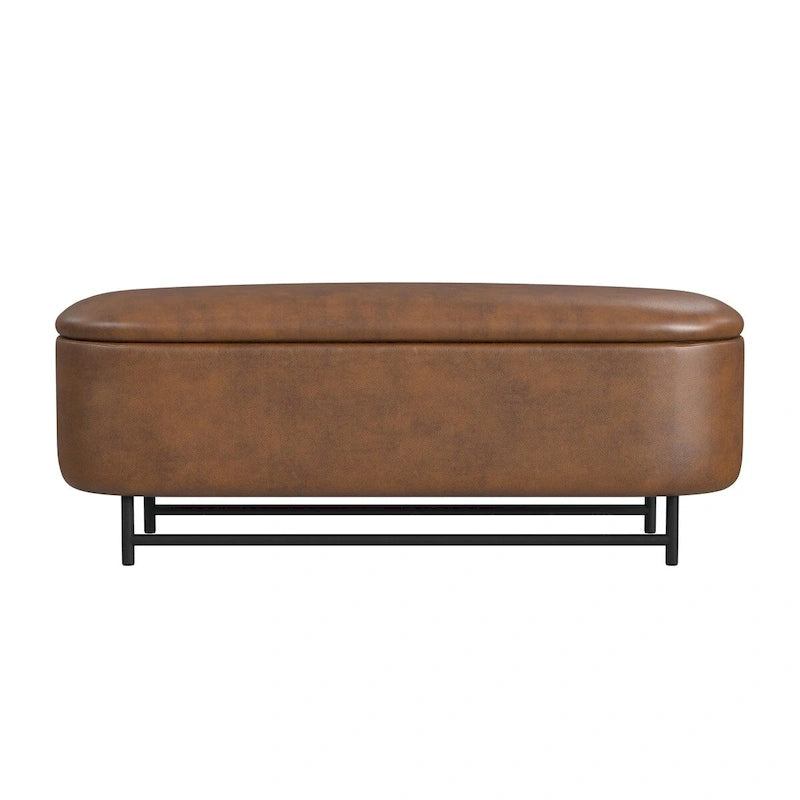 Banc de rangement moderne HomePop Ellipse avec pieds en métal