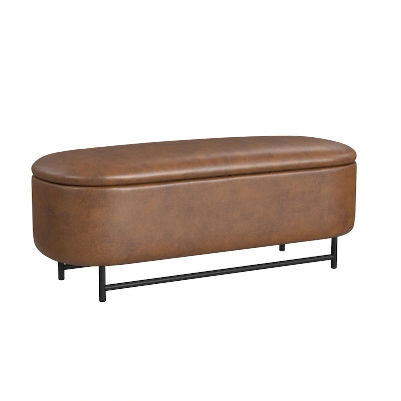 Banc de rangement moderne HomePop Ellipse avec pieds en métal