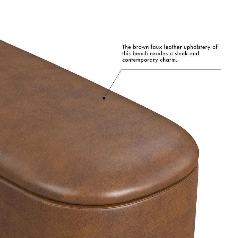 Banc de rangement moderne HomePop Ellipse avec pieds en métal