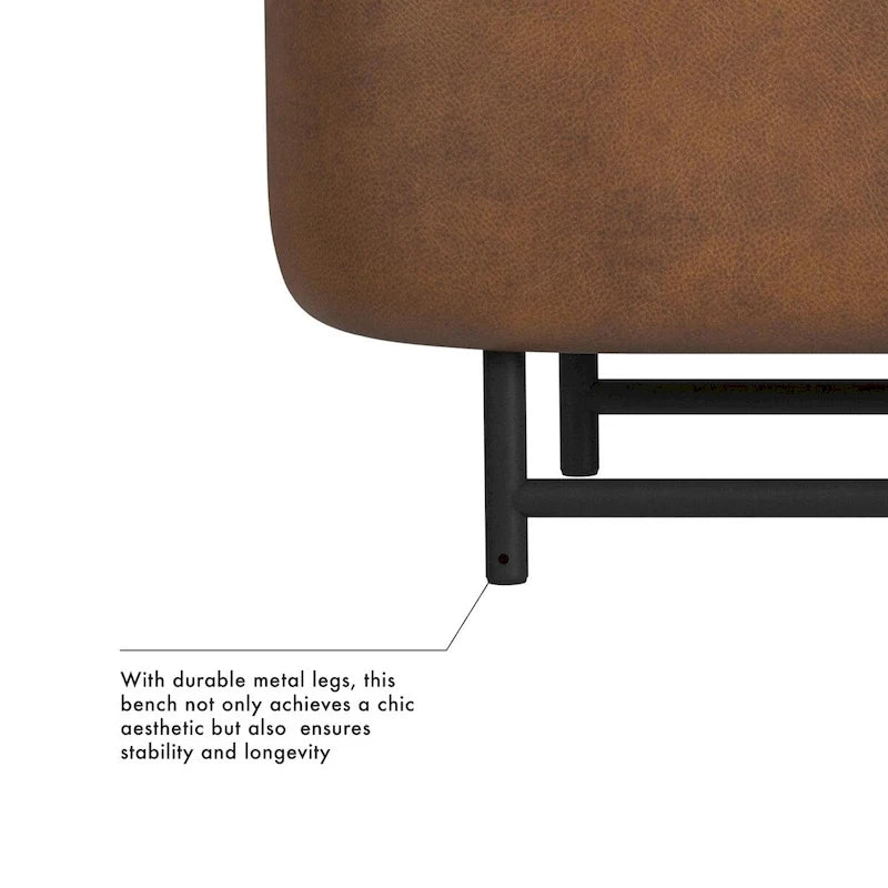 Banc de rangement moderne HomePop Ellipse avec pieds en métal