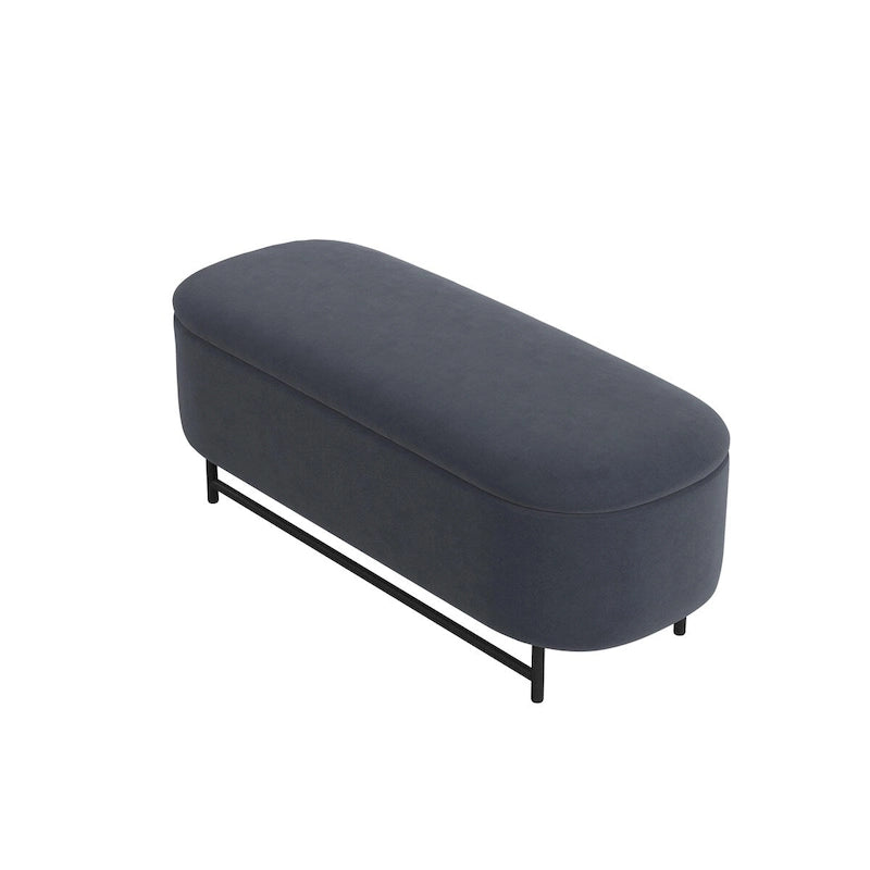 Banc de rangement moderne HomePop Ellipse avec pieds en métal