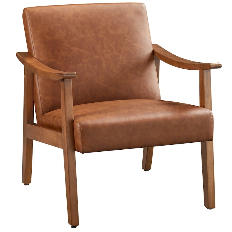 Fauteuil d'appoint rembourré Yaheetech en boucle avec pieds en bois massif - 62 cm L x 71 cm l x 74 cm H