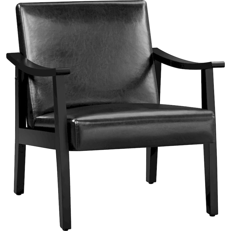 Fauteuil d'appoint rembourré Yaheetech en boucle avec pieds en bois massif - 62 cm L x 71 cm l x 74 cm H