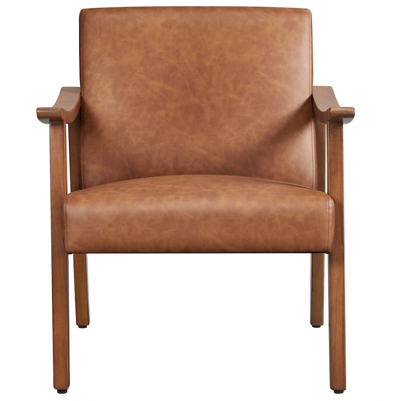 Fauteuil d'appoint rembourré Yaheetech en boucle avec pieds en bois massif - 62 cm L x 71 cm l x 74 cm H