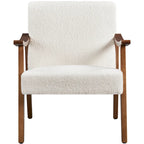 Fauteuil d'appoint rembourré Yaheetech en boucle avec pieds en bois massif - 62 cm L x 71 cm l x 74 cm H