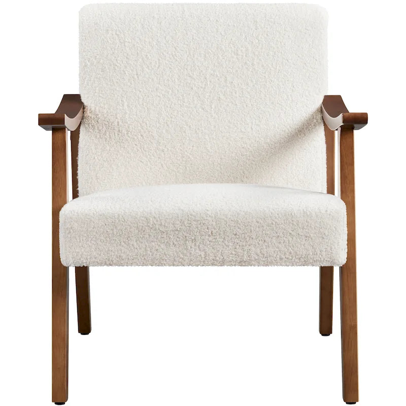 Fauteuil d'appoint rembourré Yaheetech en boucle avec pieds en bois massif - 62 cm L x 71 cm l x 74 cm H