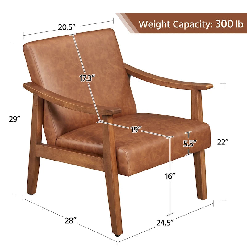 Fauteuil d'appoint rembourré Yaheetech en boucle avec pieds en bois massif - 62 cm L x 71 cm l x 74 cm H