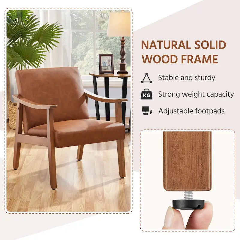 Fauteuil d'appoint rembourré Yaheetech en boucle avec pieds en bois massif - 62 cm L x 71 cm l x 74 cm H