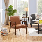 Fauteuil d'appoint rembourré Yaheetech en boucle avec pieds en bois massif - 62 cm L x 71 cm l x 74 cm H