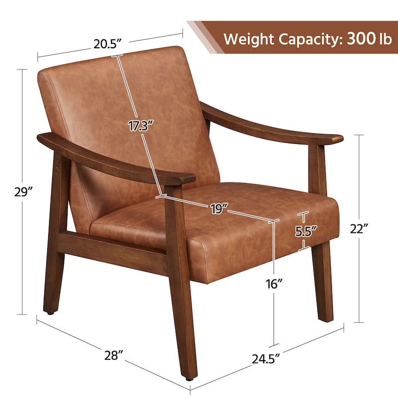 Fauteuil d'appoint rembourré Yaheetech en boucle avec pieds en bois massif - 62 cm L x 71 cm l x 74 cm H