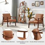 Fauteuil d'appoint rembourré Yaheetech en boucle avec pieds en bois massif - 62 cm L x 71 cm l x 74 cm H