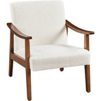 Fauteuil d'appoint rembourré Yaheetech en boucle avec pieds en bois massif - 62 cm L x 71 cm l x 74 cm H