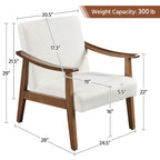 Fauteuil d'appoint rembourré Yaheetech en boucle avec pieds en bois massif - 62 cm L x 71 cm l x 74 cm H