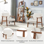 Fauteuil d'appoint rembourré Yaheetech en boucle avec pieds en bois massif - 62 cm L x 71 cm l x 74 cm H