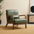 Fauteuil d'appoint Glitzhome style moderne mi-siècle en similicuir avec coussin - 65,4 cm (L) x 85,7 cm (P) x 78,1 cm (H)