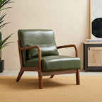 Fauteuil d'appoint Glitzhome style moderne mi-siècle en similicuir avec coussin - 65,4 cm (L) x 85,7 cm (P) x 78,1 cm (H)