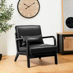 Fauteuil d'appoint Glitzhome style moderne mi-siècle en similicuir avec coussin - 65,4 cm (L) x 85,7 cm (P) x 78,1 cm (H)