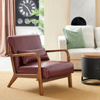 Fauteuil d'appoint Glitzhome style moderne mi-siècle en similicuir avec coussin - 65,4 cm (L) x 85,7 cm (P) x 78,1 cm (H)