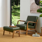 Fauteuil d'appoint Glitzhome style moderne mi-siècle en similicuir avec coussin - 65,4 cm (L) x 85,7 cm (P) x 78,1 cm (H)