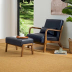 Fauteuil d'appoint Glitzhome style moderne mi-siècle en similicuir avec coussin - 65,4 cm (L) x 85,7 cm (P) x 78,1 cm (H)