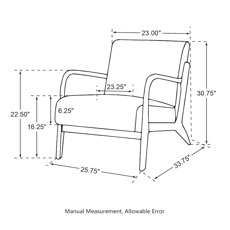Fauteuil d'appoint Glitzhome style moderne mi-siècle en similicuir avec coussin - 65,4 cm (L) x 85,7 cm (P) x 78,1 cm (H)