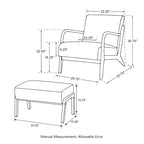 Fauteuil d'appoint Glitzhome style moderne mi-siècle en similicuir avec coussin - 65,4 cm (L) x 85,7 cm (P) x 78,1 cm (H)