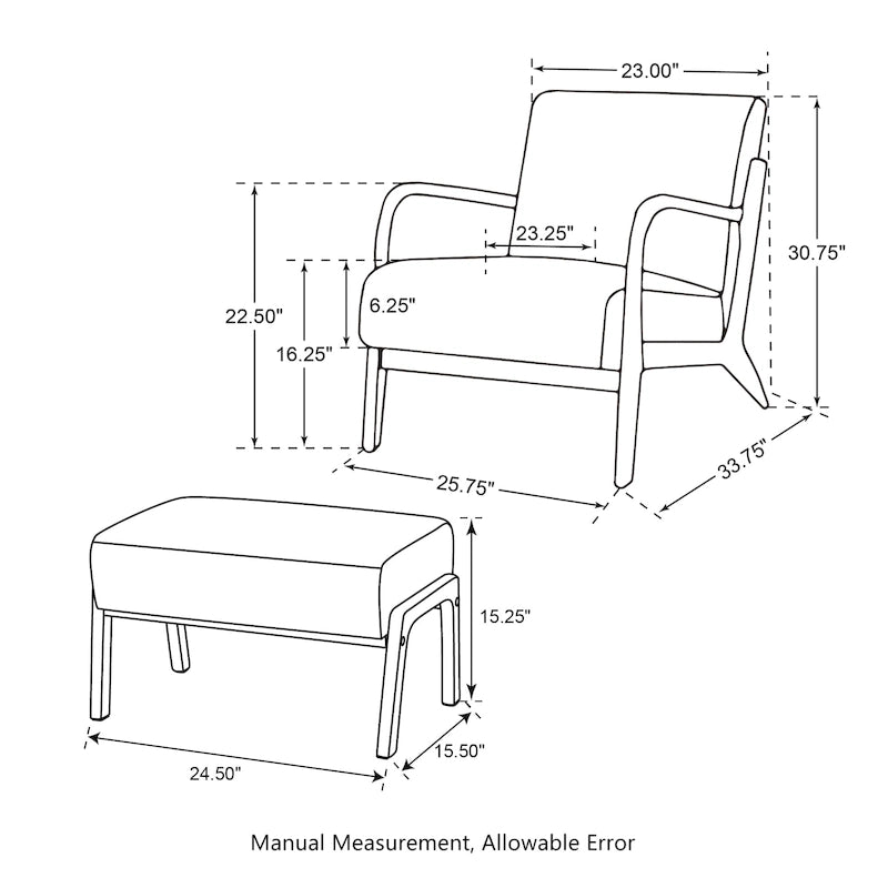 Fauteuil d'appoint Glitzhome style moderne mi-siècle en similicuir avec coussin - 65,4 cm (L) x 85,7 cm (P) x 78,1 cm (H)