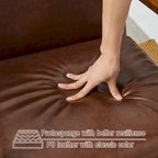 Fauteuil d'appoint Glitzhome style moderne mi-siècle en similicuir avec coussin - 65,4 cm (L) x 85,7 cm (P) x 78,1 cm (H)