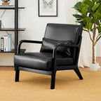 Fauteuil d'appoint Glitzhome style moderne mi-siècle en similicuir avec coussin - 65,4 cm (L) x 85,7 cm (P) x 78,1 cm (H)