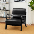 Fauteuil d'appoint Glitzhome style moderne mi-siècle en similicuir avec coussin - 65,4 cm (L) x 85,7 cm (P) x 78,1 cm (H)