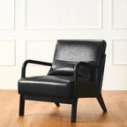 Fauteuil d'appoint Glitzhome style moderne mi-siècle en similicuir avec coussin - 65,4 cm (L) x 85,7 cm (P) x 78,1 cm (H)