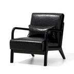 Fauteuil d'appoint Glitzhome style moderne mi-siècle en similicuir avec coussin - 65,4 cm (L) x 85,7 cm (P) x 78,1 cm (H)