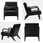 Fauteuil d'appoint Glitzhome style moderne mi-siècle en similicuir avec coussin - 65,4 cm (L) x 85,7 cm (P) x 78,1 cm (H)