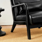 Fauteuil d'appoint Glitzhome style moderne mi-siècle en similicuir avec coussin - 65,4 cm (L) x 85,7 cm (P) x 78,1 cm (H)