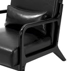 Fauteuil d'appoint Glitzhome style moderne mi-siècle en similicuir avec coussin - 65,4 cm (L) x 85,7 cm (P) x 78,1 cm (H)