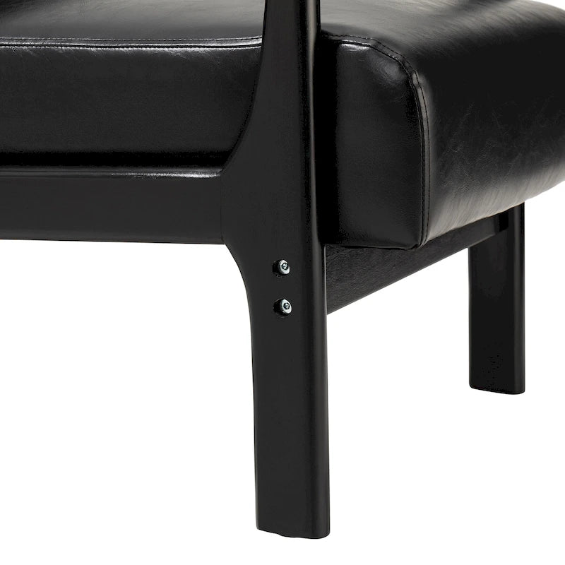Fauteuil d'appoint Glitzhome style moderne mi-siècle en similicuir avec coussin - 65,4 cm (L) x 85,7 cm (P) x 78,1 cm (H)