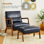 Fauteuil d'appoint Glitzhome style moderne mi-siècle en similicuir avec coussin - 65,4 cm (L) x 85,7 cm (P) x 78,1 cm (H)