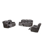 Ensemble de salon inclinable 3 pièces Betsy Furniture en cuir reconstitué, comprenant canapé, causeuse et fauteuil à bascule