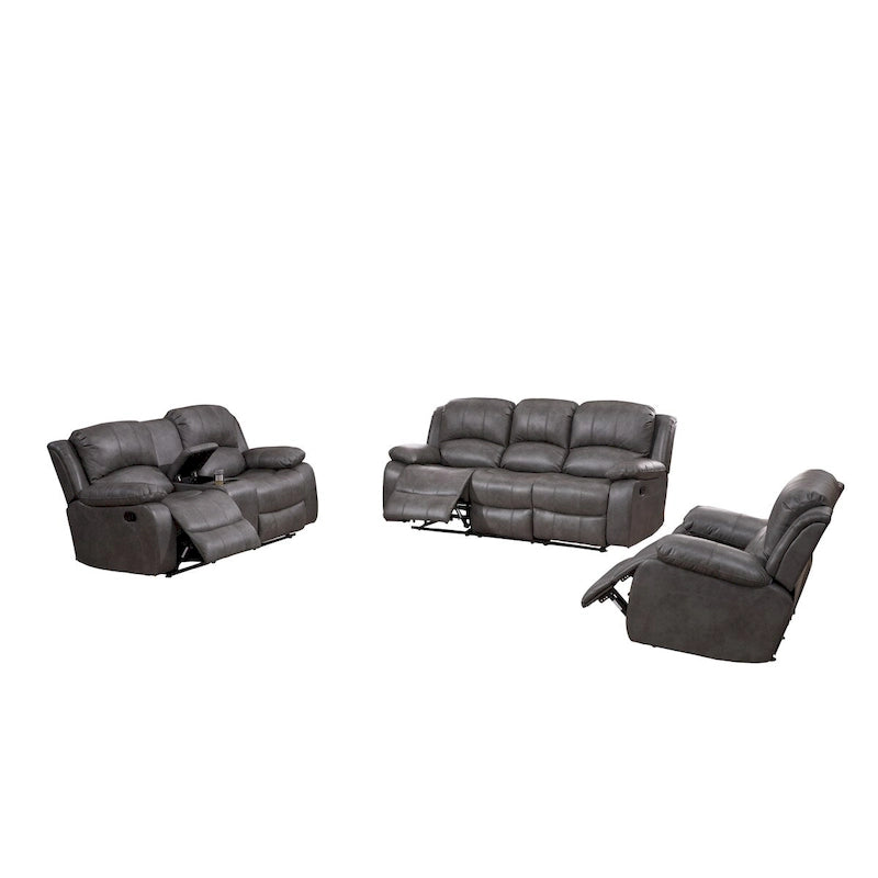 Ensemble de salon inclinable 3 pièces Betsy Furniture en cuir reconstitué, comprenant canapé, causeuse et fauteuil à bascule