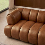 Canapé Rovan de luxe moderne du milieu du siècle en cuir cognac