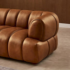 Canapé Rovan de luxe moderne du milieu du siècle en cuir cognac