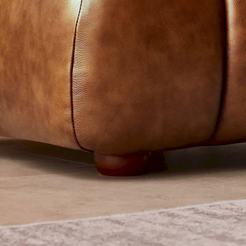 Canapé Rovan de luxe moderne du milieu du siècle en cuir cognac
